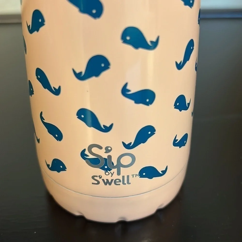 Thermos Sip by S’well 15oz hand thermos bottle , metal, whales print